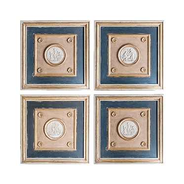 REF : B11 SET OF 4 EMPIRE INTAGLIO PANELINGS YELLOW, BLACK AND GOLD