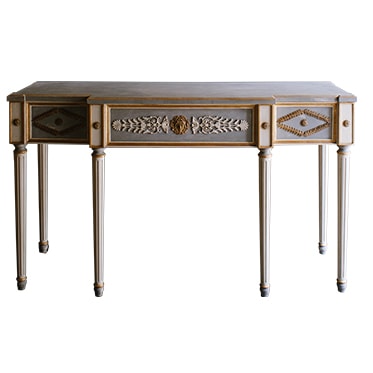 REF : CO18 GREY, BLUE AND GOLD CONSOLE LOUIS XVI 6 LEGS
