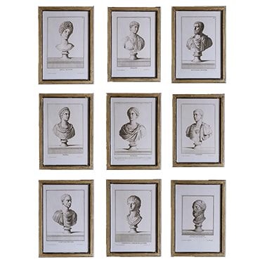 REF : G13, 9 ROMAN BUSTS BLACK AND GOLD FRAME