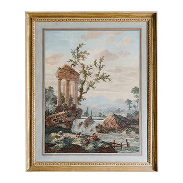 REF : G33 RUINS IN THE COUNTRY SIDE GILDED FRAME
