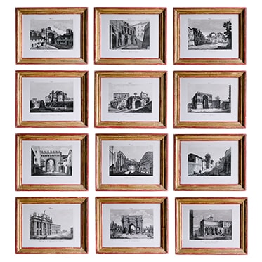 REF : G41, 12 ROME MONUMENTS VIEWS, RED AND GOLD
