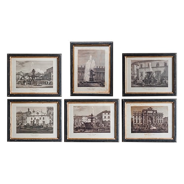 REF : G5 SET OF 6 FOUNTAINS FROM ROMA BLACK AND GOLD FRAME