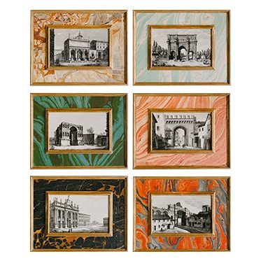 REF : G58, 6 ROMAN MONUMENTS ON MARBLE PAPER