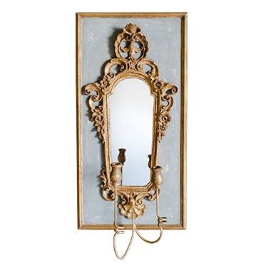 REF : M24 BAROQUE MIRROR SCONCE BLUE GREY AND GOLD