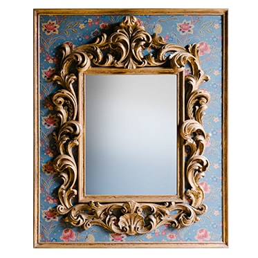 REF : M34 LARGE BAROQUE MIRROR ON BAROQUE FLOWERS PAPER