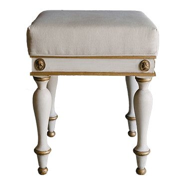REF : TAB1 SMALL EMPIRE STOOL WHITE AND GOLD