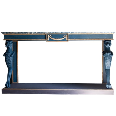 REF : CO25 LARGE EMPIRE CONSOLE WITH LIONS DARK BLUE AND BROWN