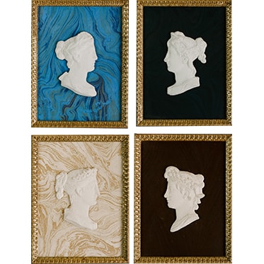 REF : I18  FOUR WOMEN PROFILES ON PAPER (TO CHOOSE), GOLD